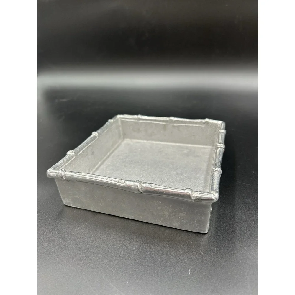 MARIPOSA Recycled Aluminum Bamboo Edge NAPKIN HOLDER or Trinket Box 5.5